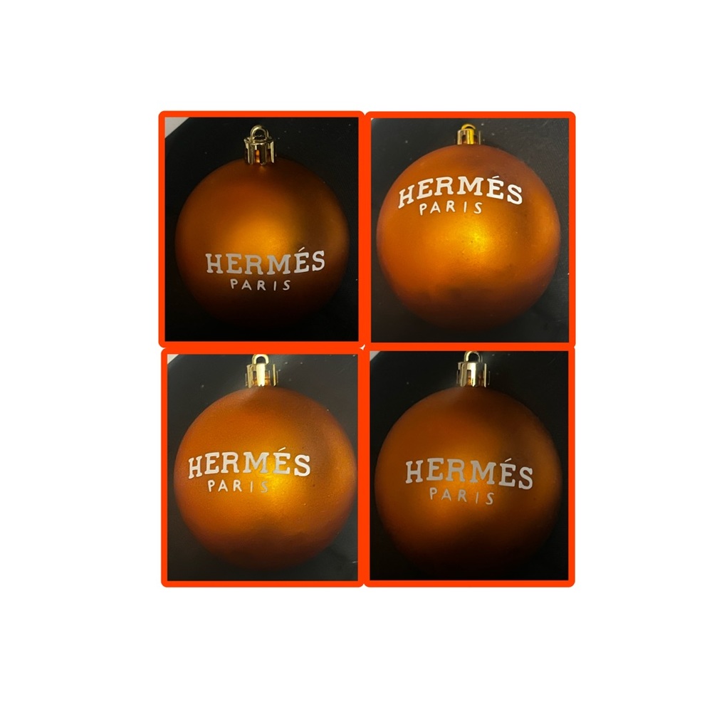 Luxury designer inspired matte orange/white ornament balls